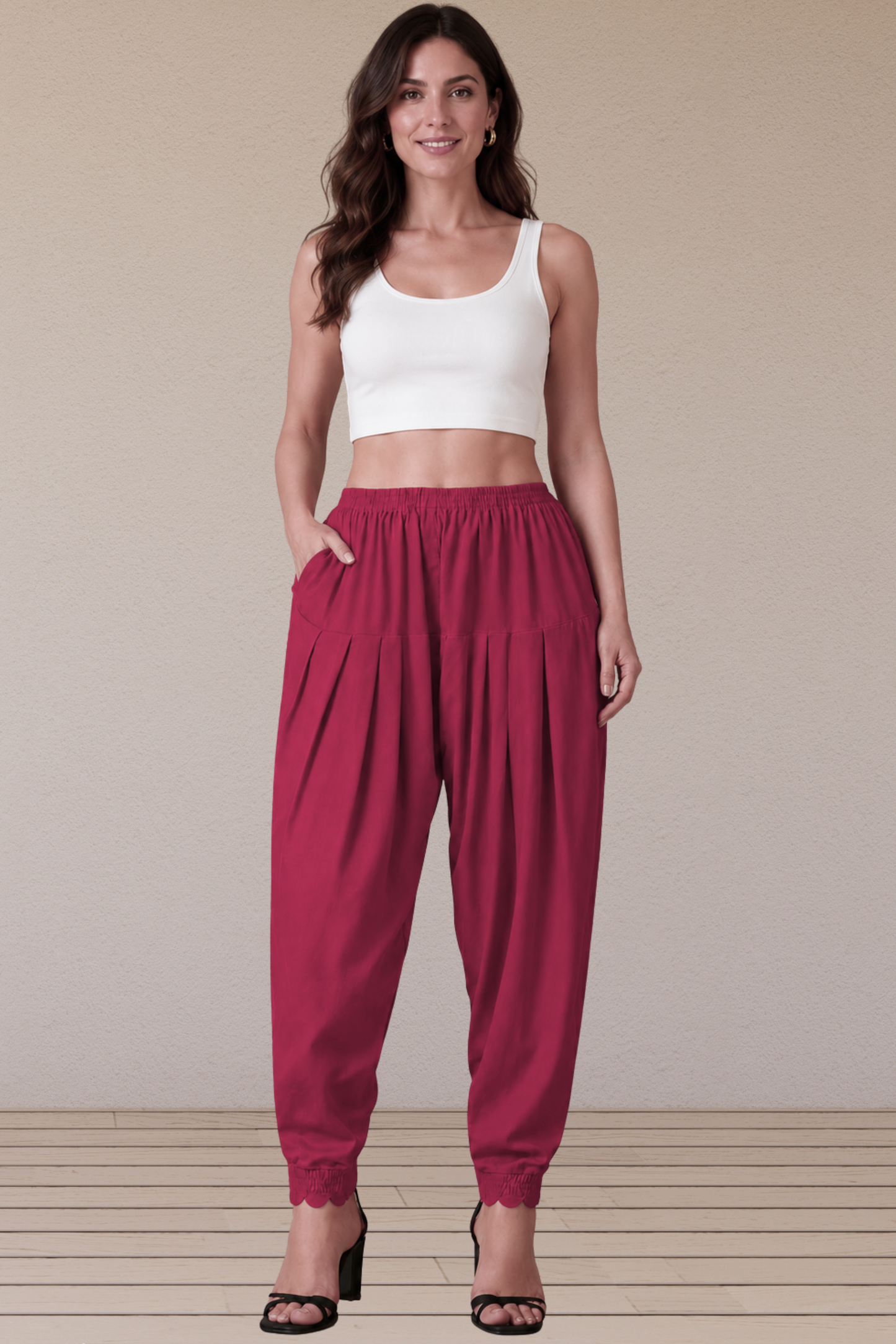 Deep Berry Scallop Cut Salwar