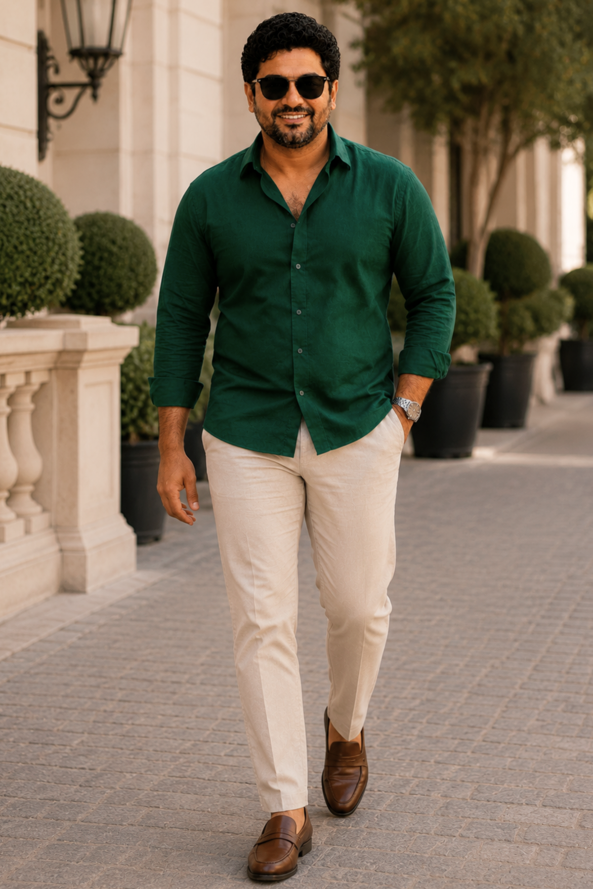 Deep Green Poplin Cotton Shirt