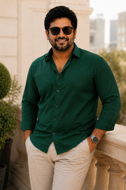 Deep Green Poplin Cotton Shirt
