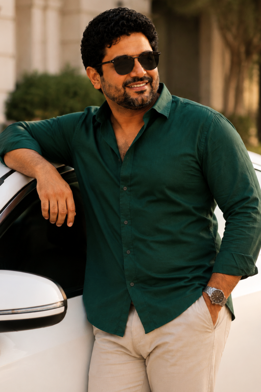 Deep Green Poplin Cotton Shirt