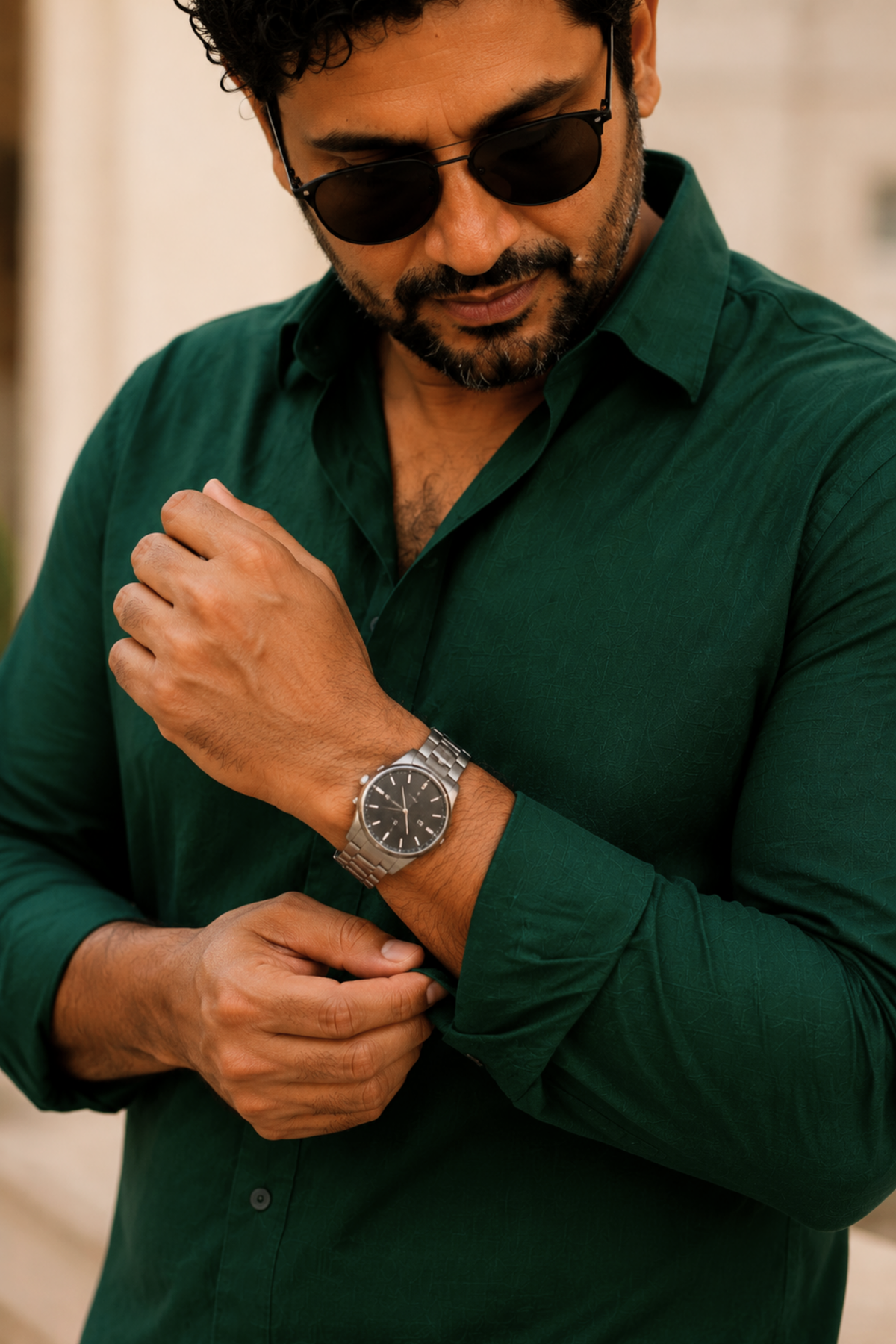 Deep Green Poplin Cotton Shirt