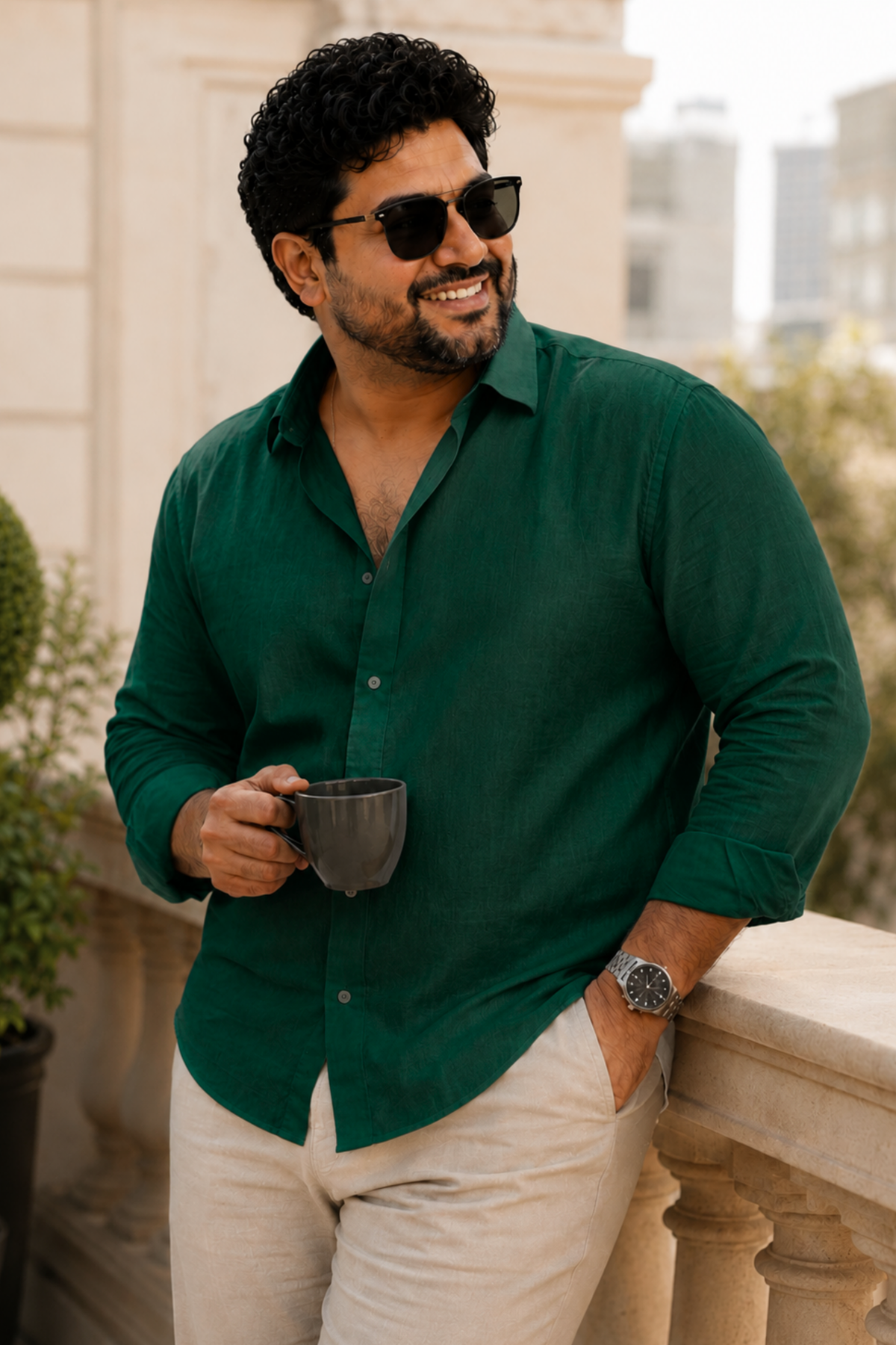 Deep Green Poplin Cotton Shirt