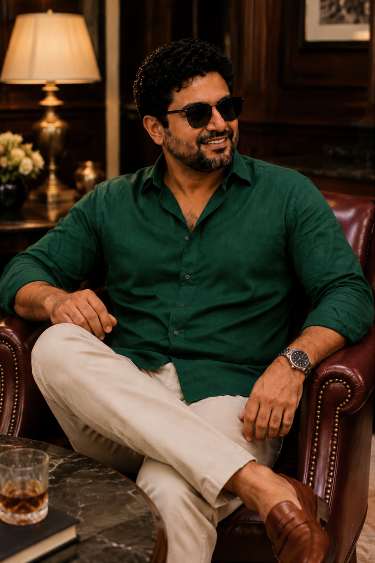 Deep Green Poplin Cotton Shirt