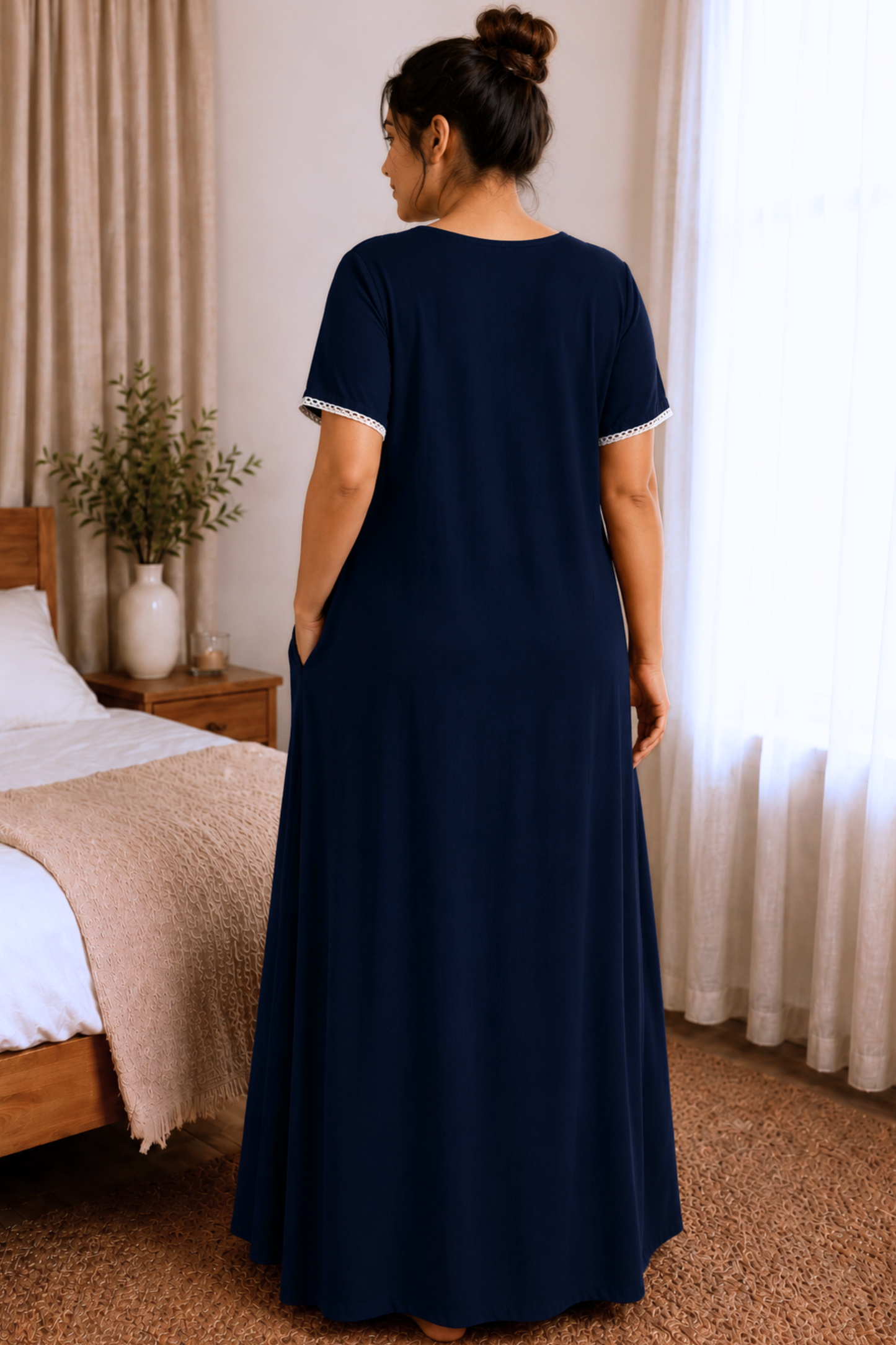 Deep Navy Rayon Night Gown