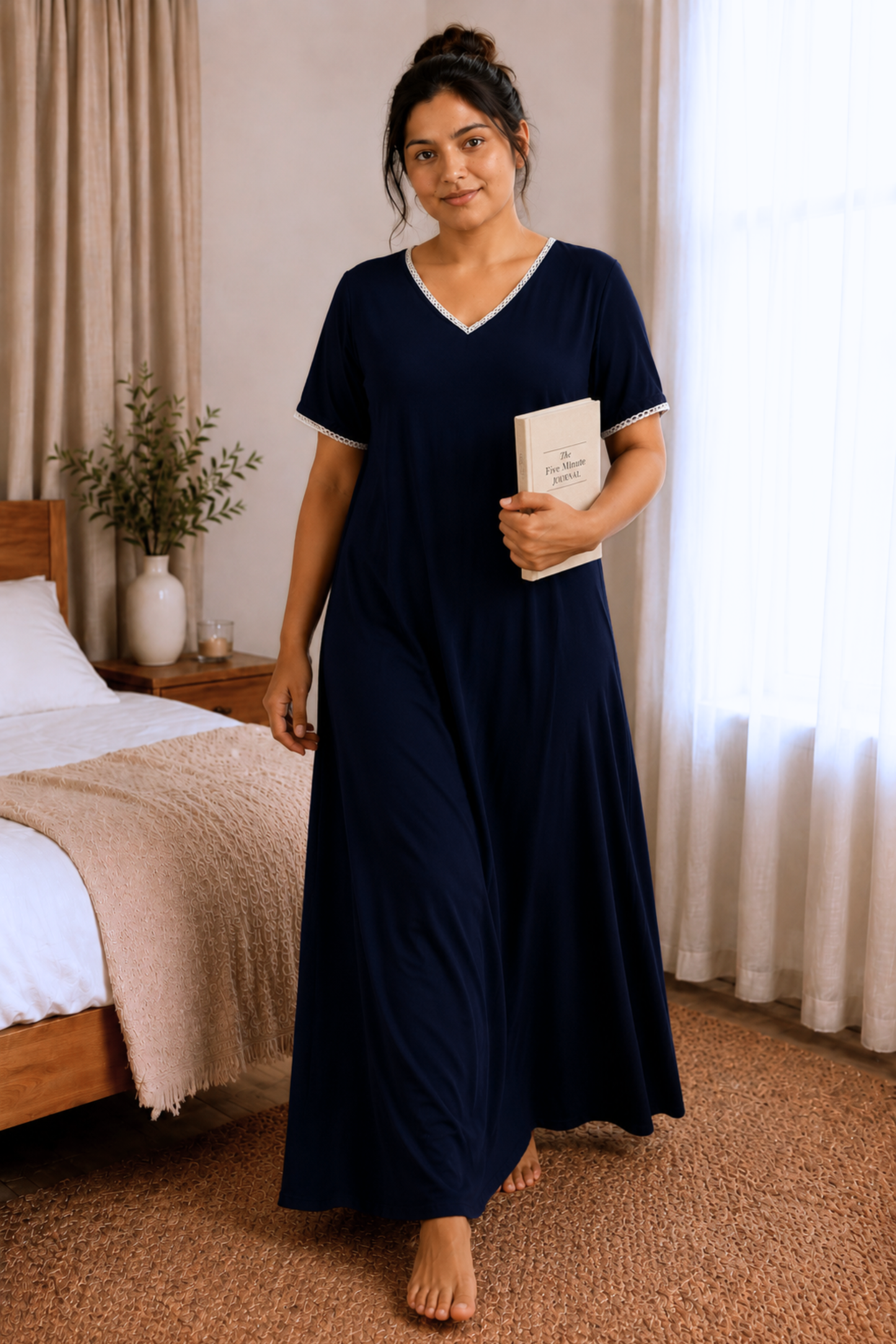 Deep Navy Rayon Night Gown