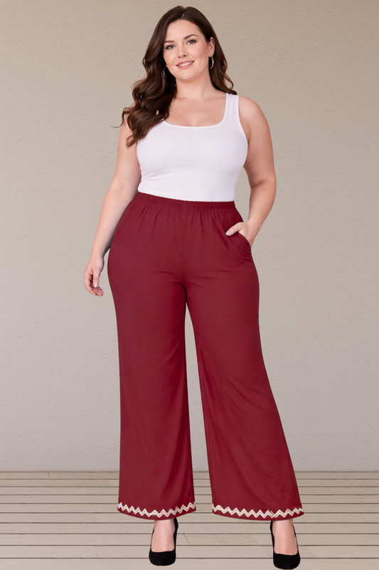 Deep Rose Embellished Cotton Palazzo