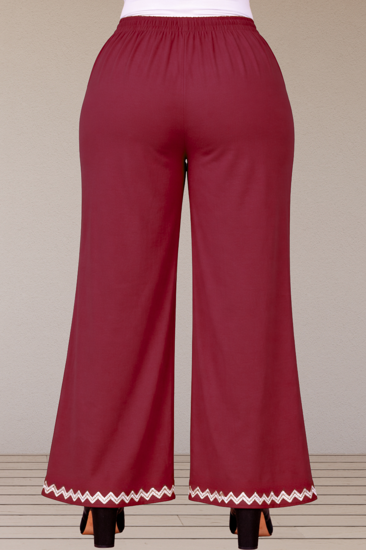 Deep Rose Embellished Cotton Palazzo