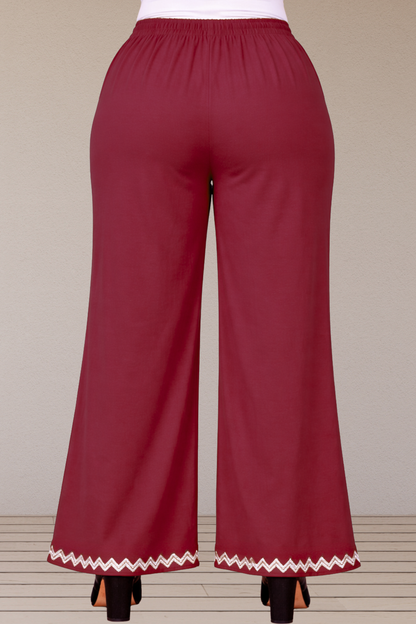 Deep Rose Embellished Cotton Palazzo