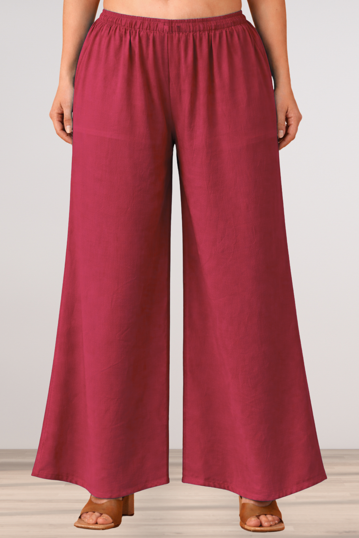 Deep Rose Rayon Loose Palazzo