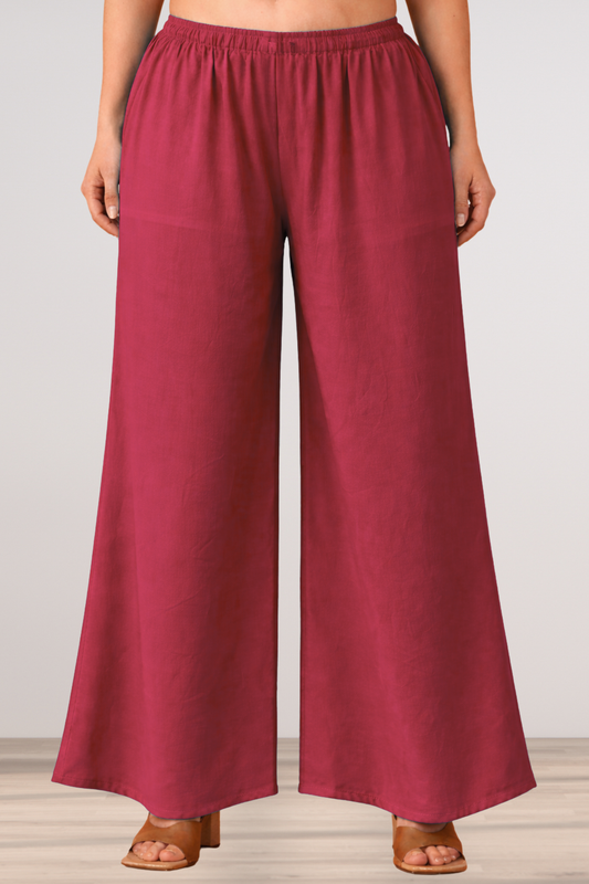 Deep Rose Rayon Loose Palazzo