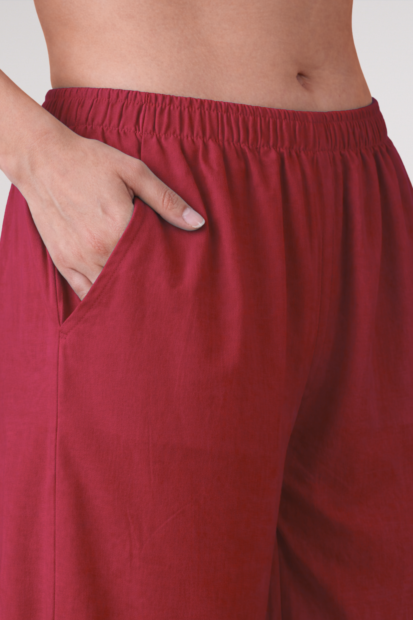 Deep Rose Rayon Loose Palazzo