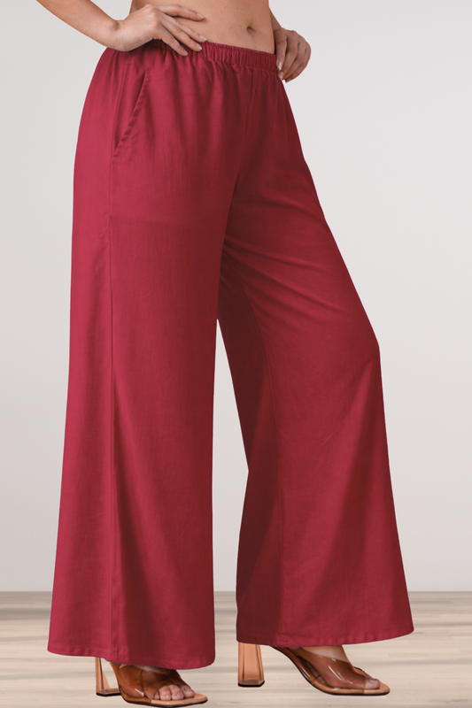 Deep Rose Rayon Loose Palazzo