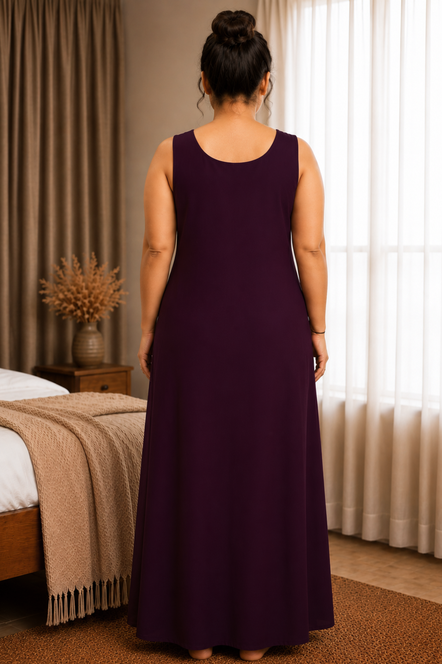Deep Wine Rayon Night Gown