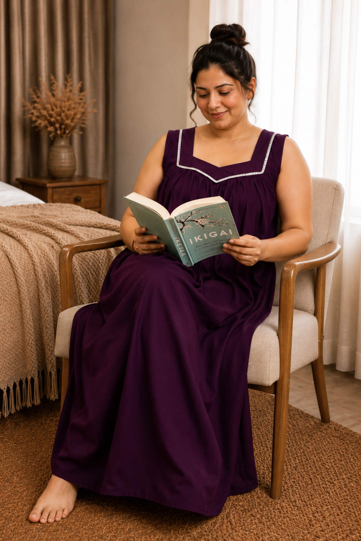 Deep Wine Rayon Night Gown