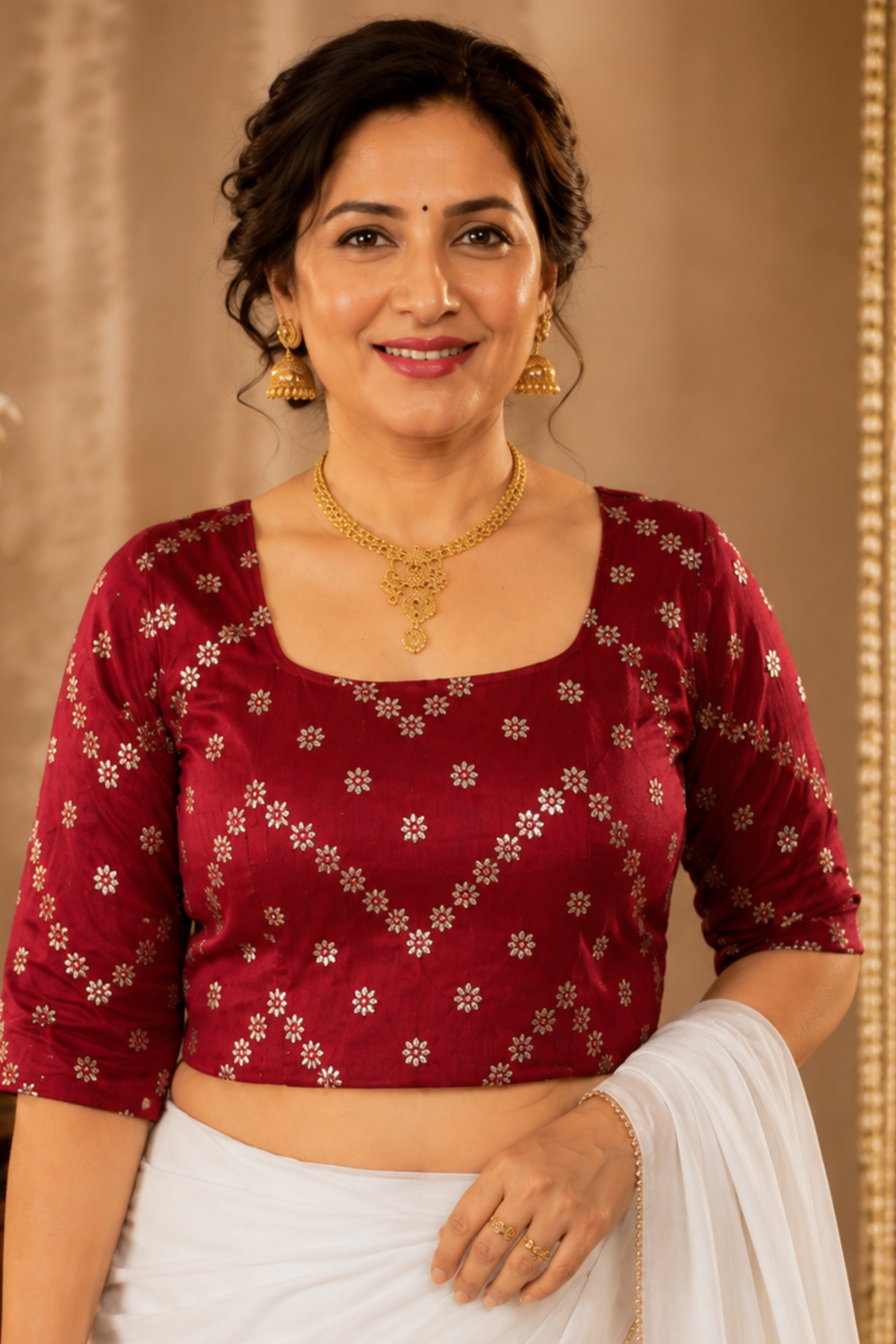 Deep Maroon Silk Blouse