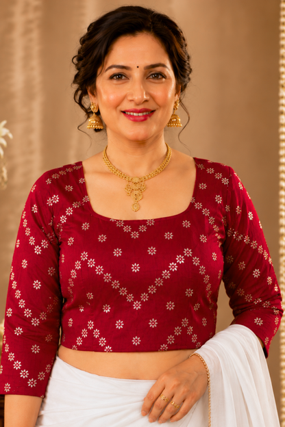 Deep Maroon Silk Blouse