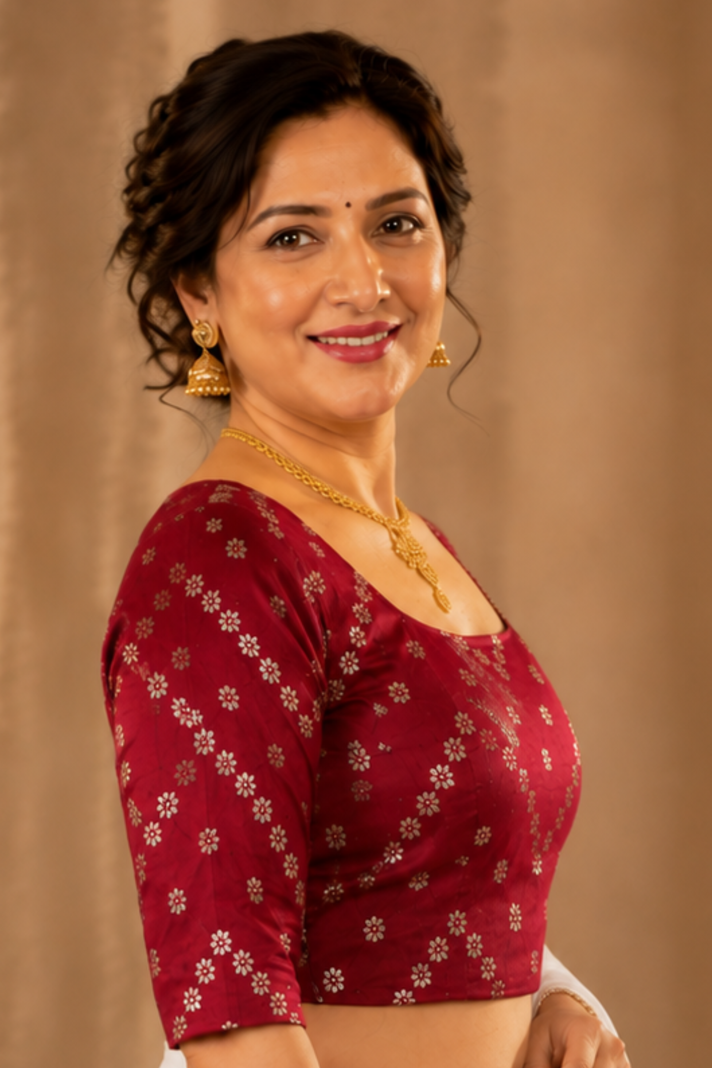 Deep Maroon Silk Blouse