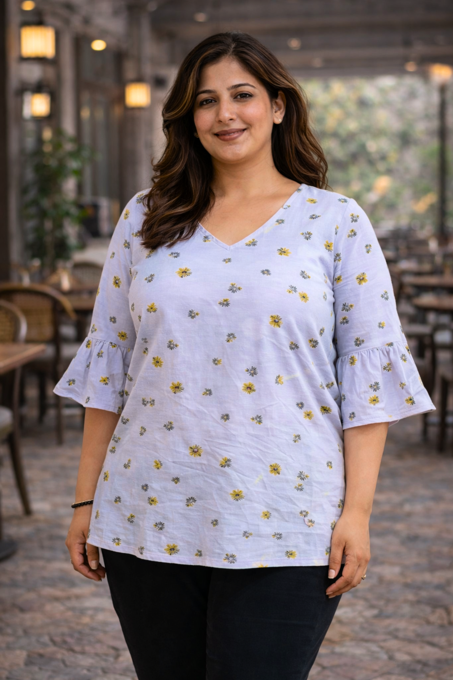 Delicate Floral Printed Cotton Top