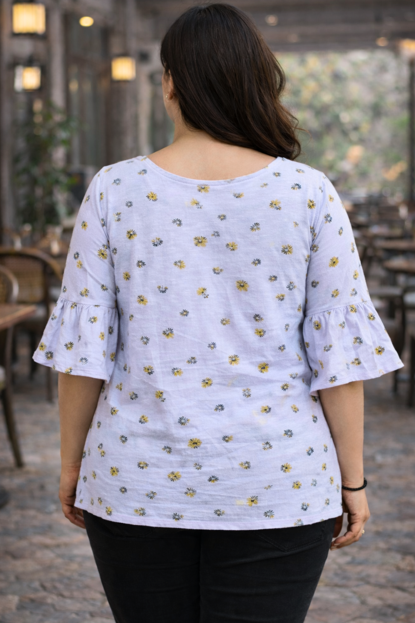 Delicate Floral Printed Cotton Top