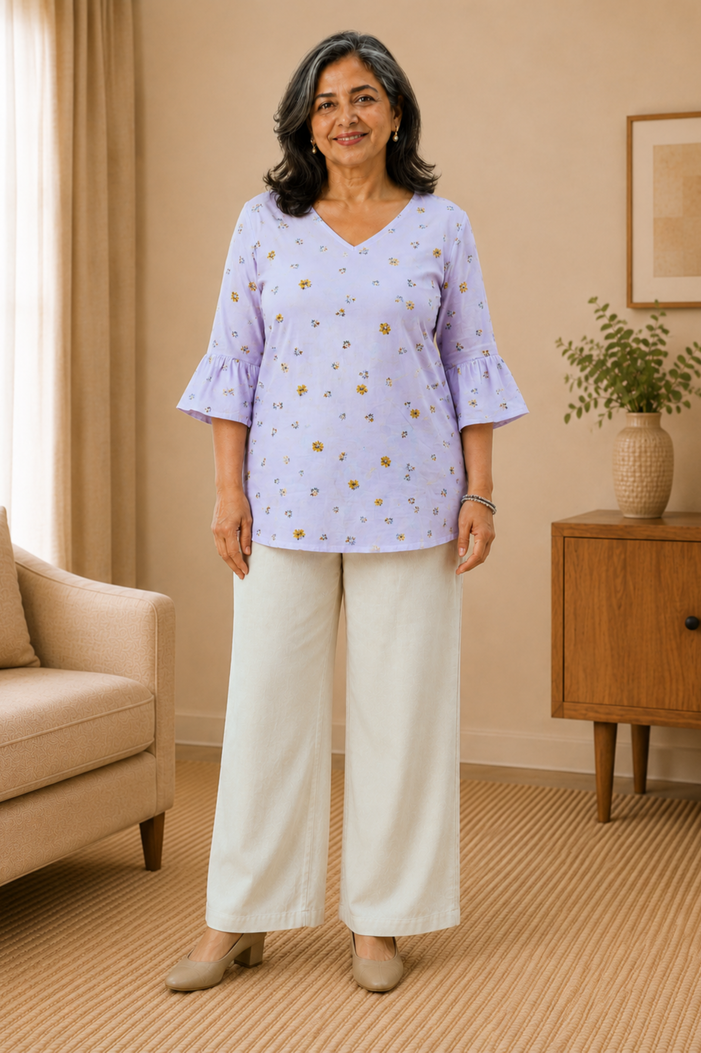 Soft Mauve Floral Printed Top