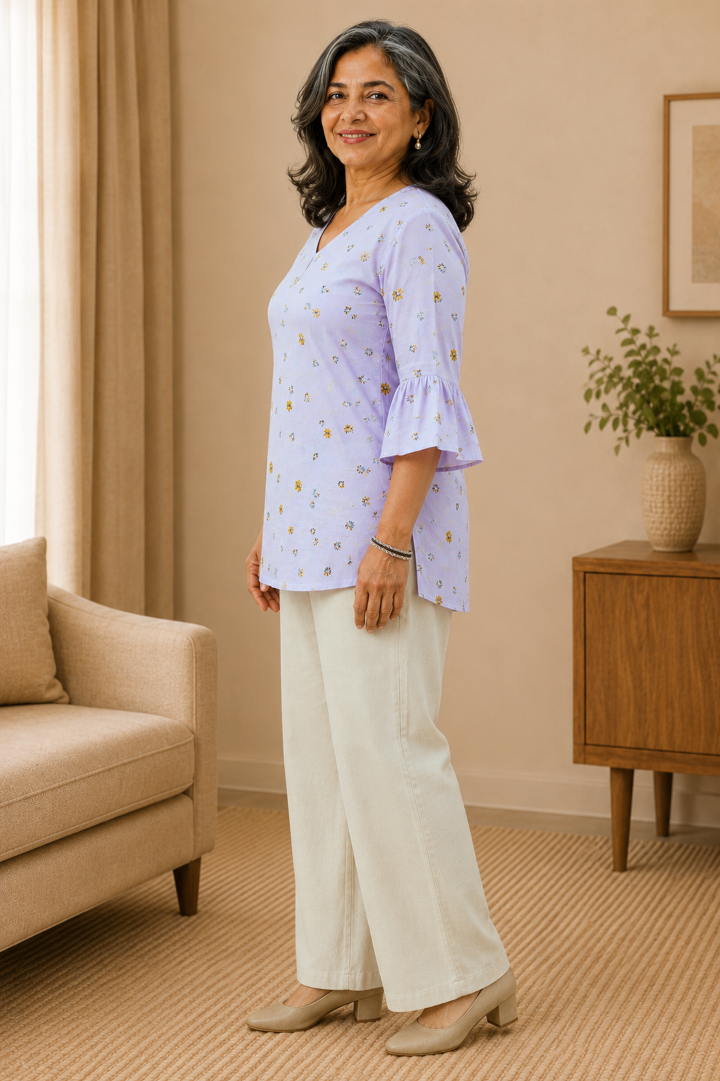 Soft Mauve Floral Printed Top