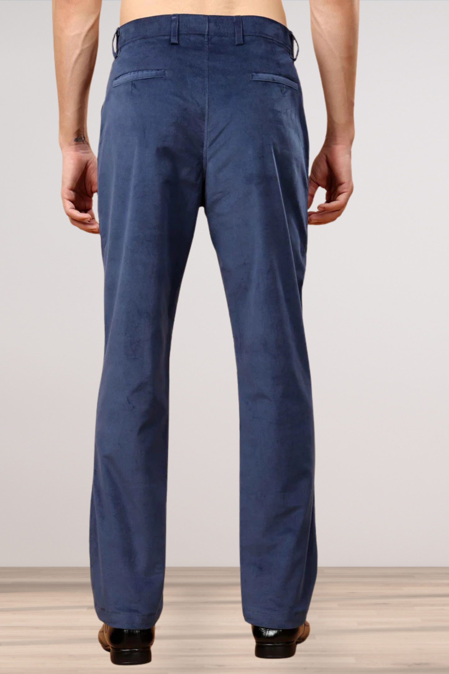 Denim Blue Corduroy Formal Trousers