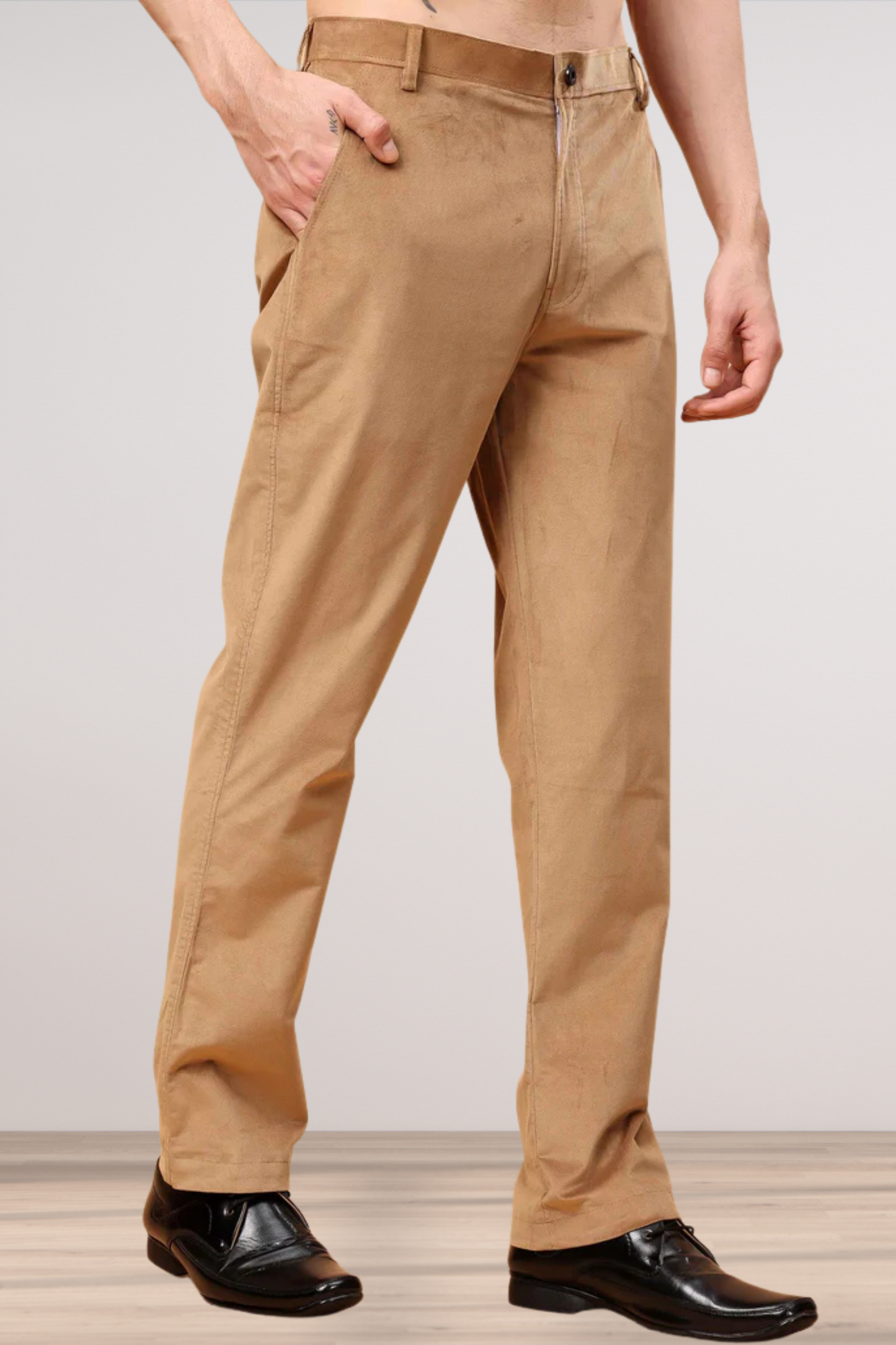 Desert Beige Corduroy Formal Trousers