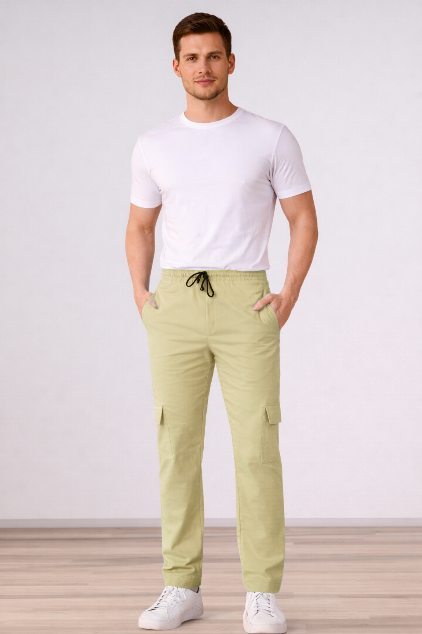 Desert Beige Cotton Cargo Pants