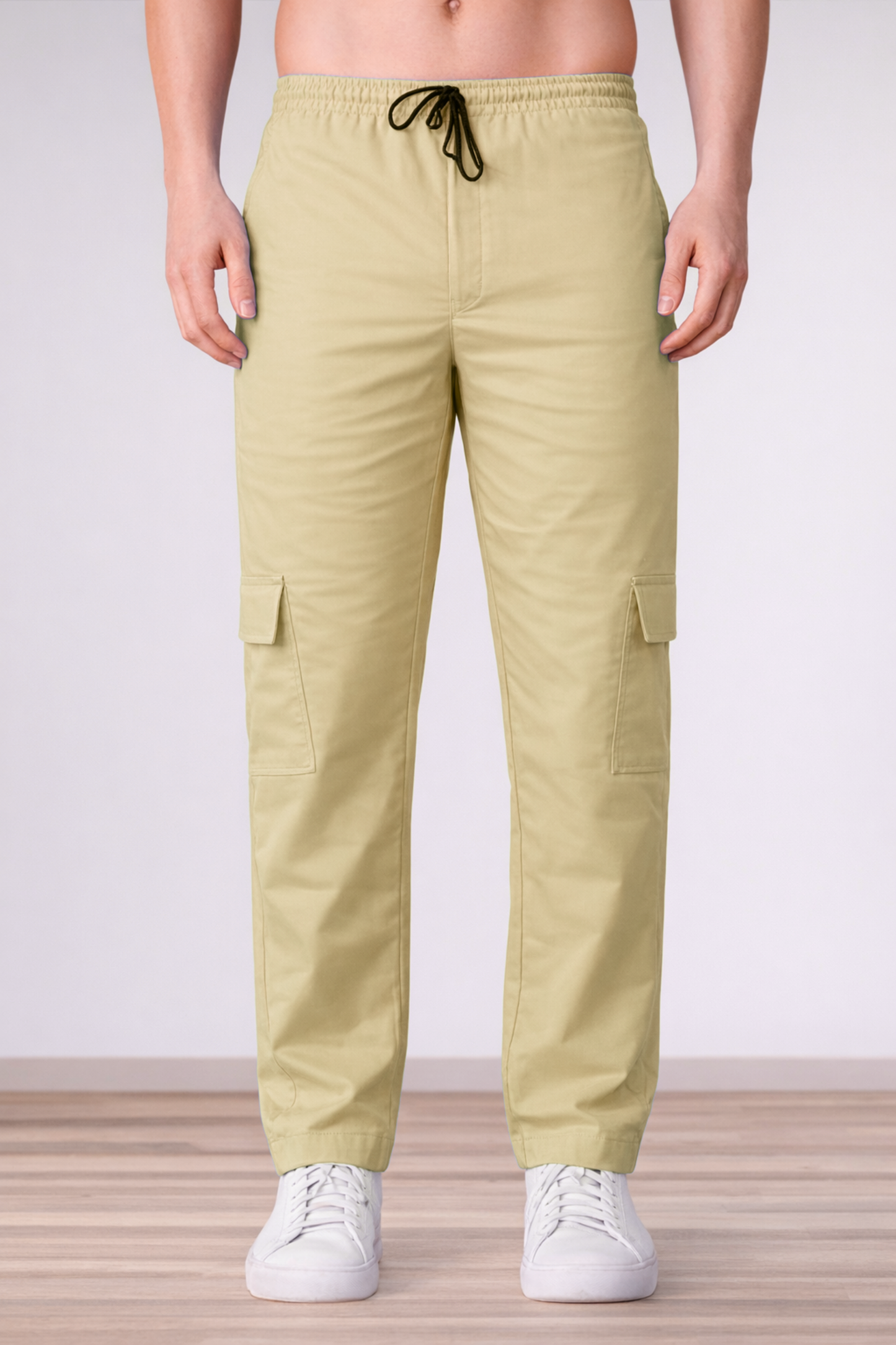 Desert Beige Cotton Cargo Pants