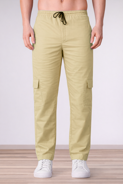 Desert Beige Cotton Cargo Pants