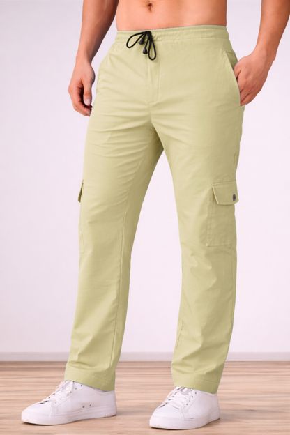 Desert Beige Cotton Cargo Pants