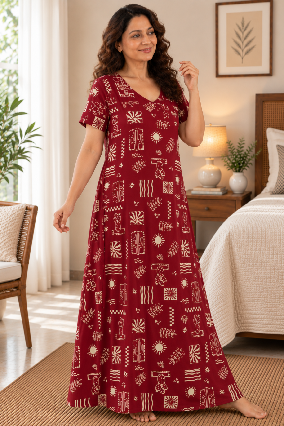 Desert Doodle Printed Night Gown