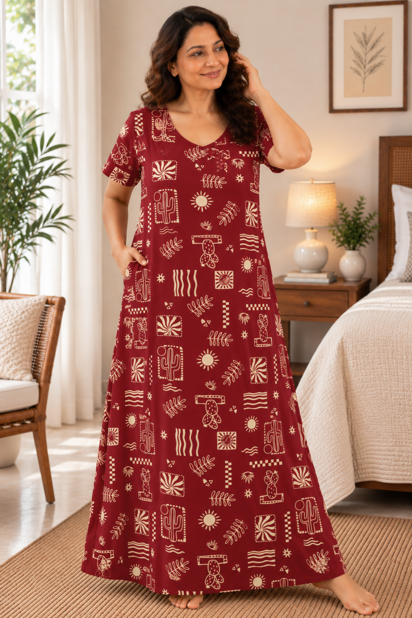 Desert Doodle Printed Night Gown