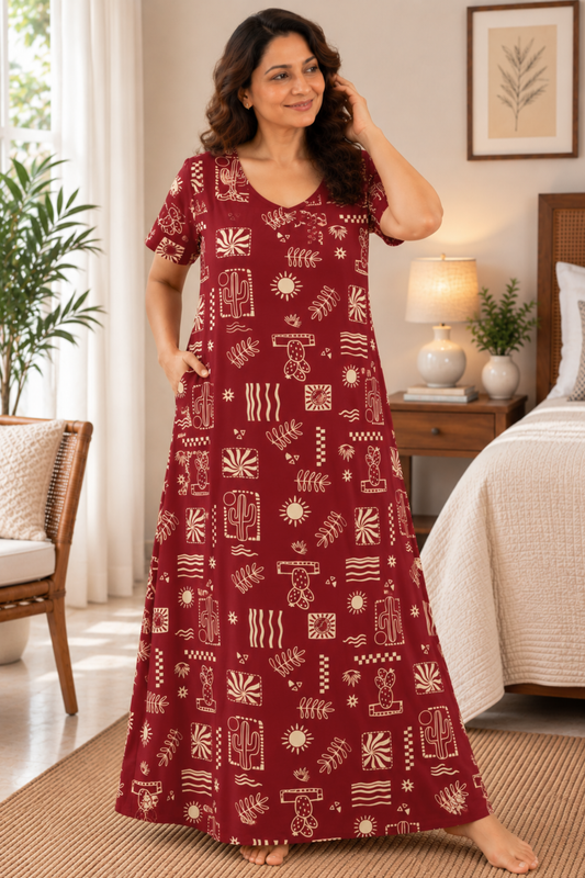 Desert Doodle Printed Night Gown