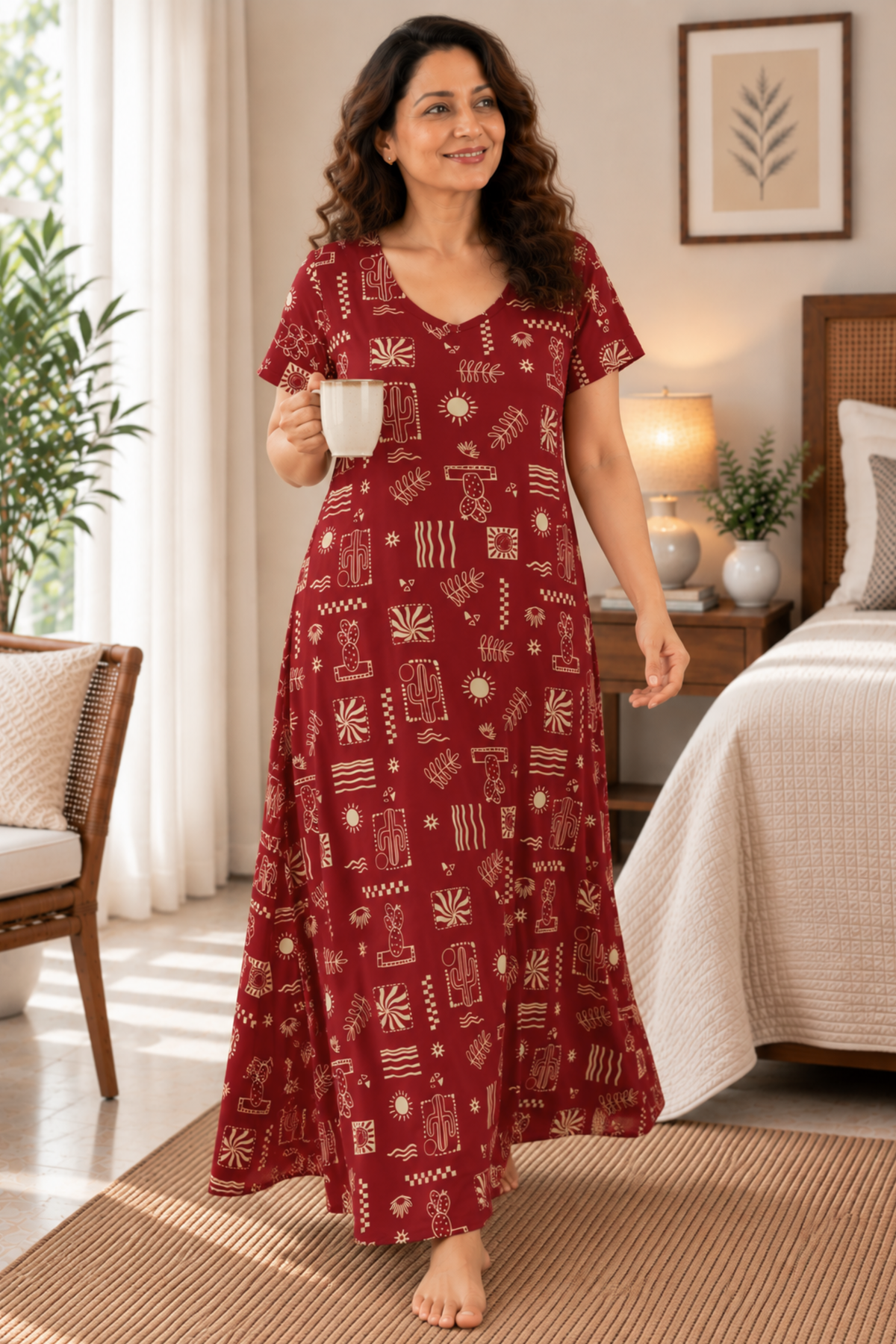 Desert Doodle Printed Night Gown
