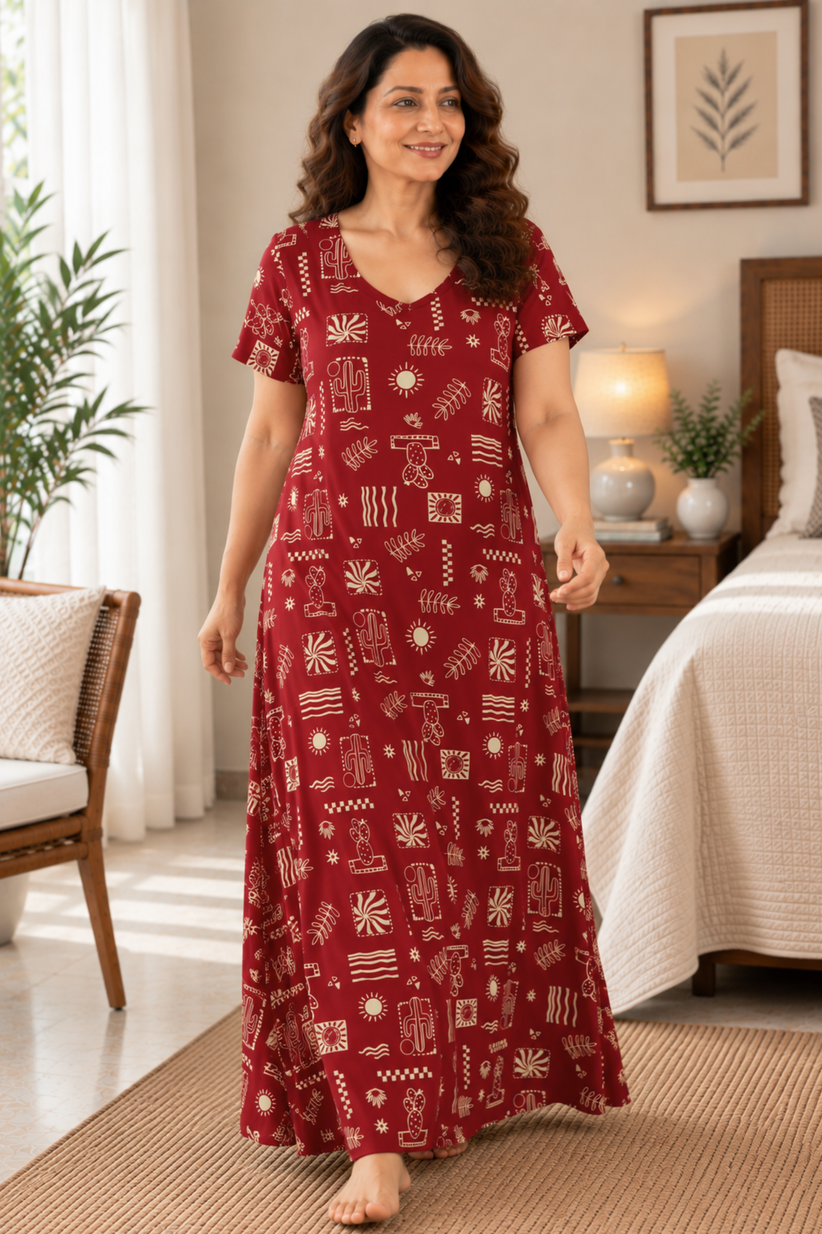 Desert Doodle Printed Night Gown