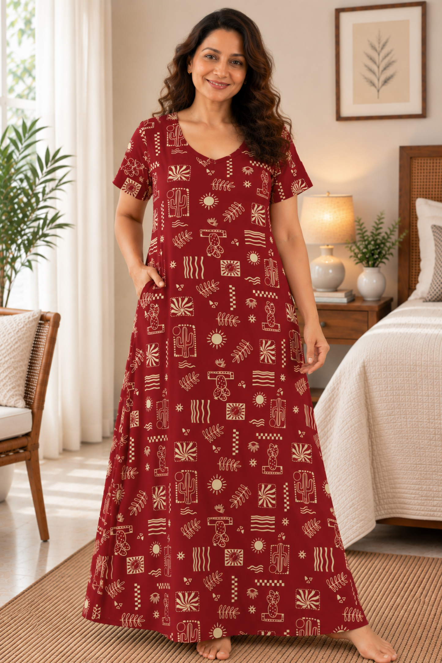 Desert Doodle Printed Night Gown