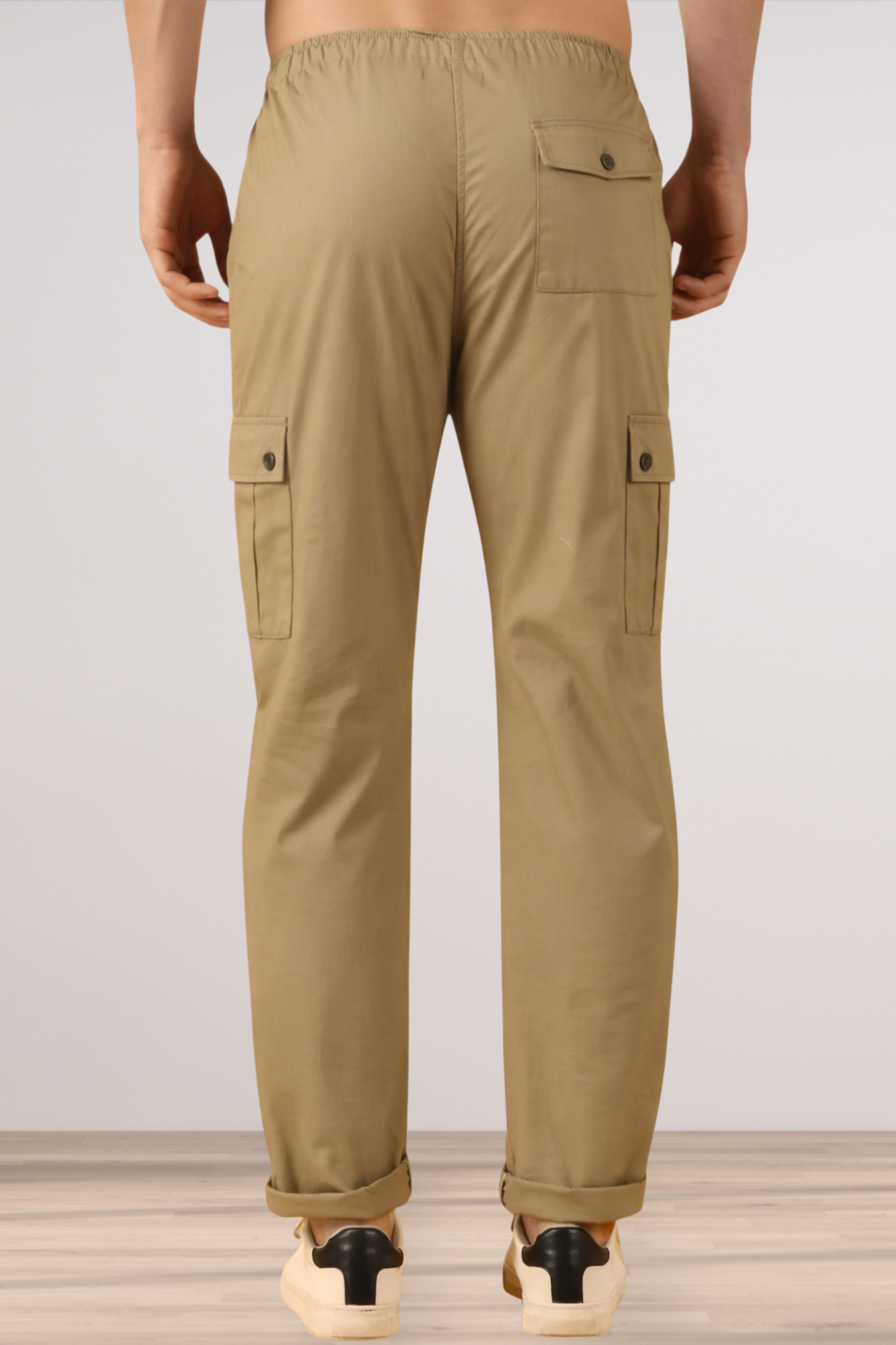 Desert Khakhi Solid Stretch Cargo Pants