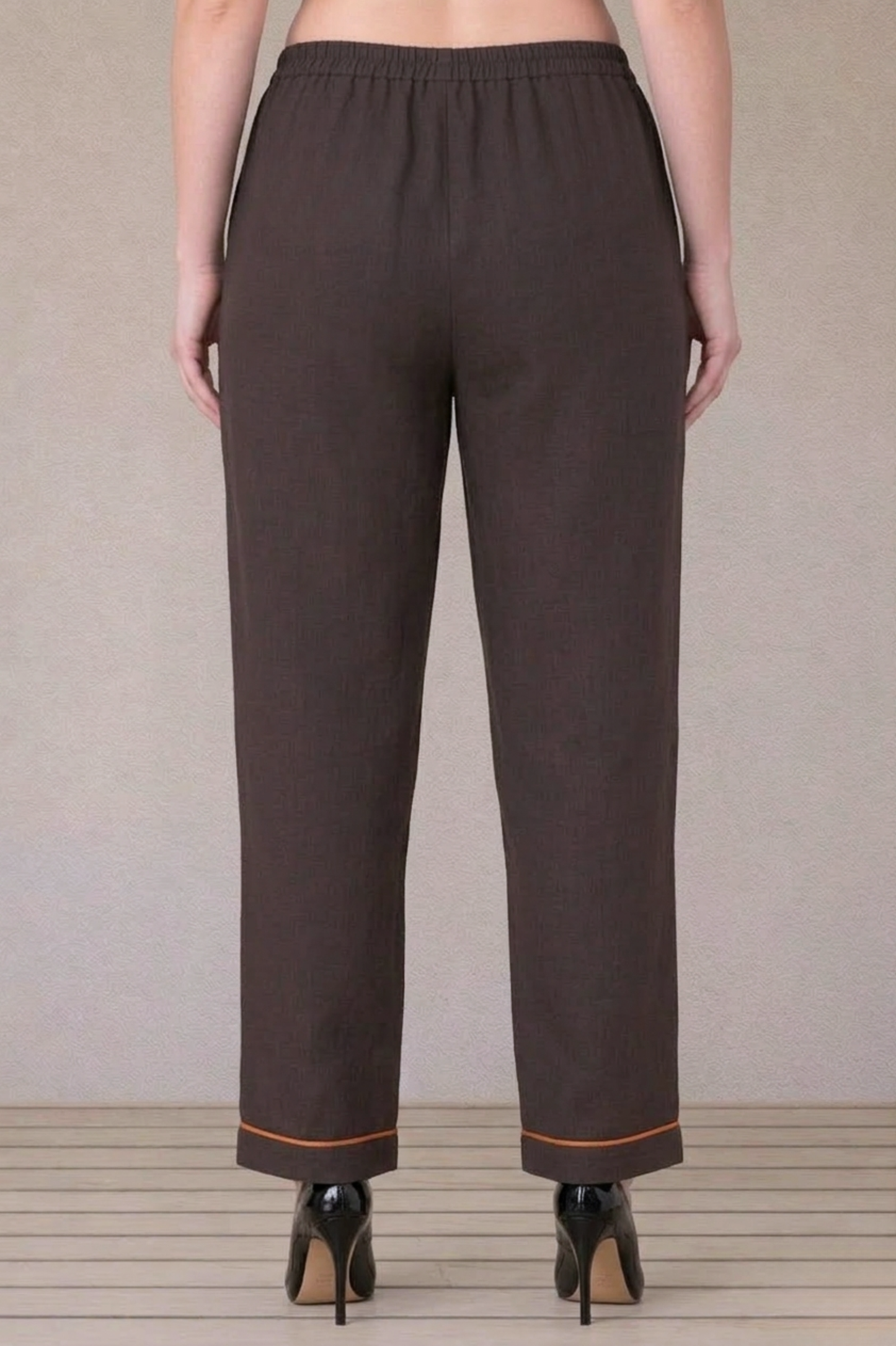 Detailed Hemline Misty Green Cotton Palazzo