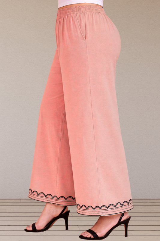 Detailed Peach Rayon Palazzo