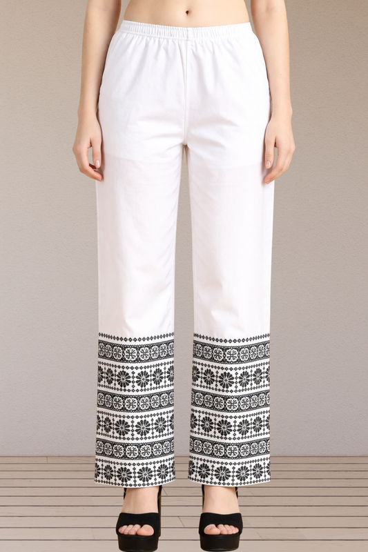 Detailed All Around Cotton Pants
