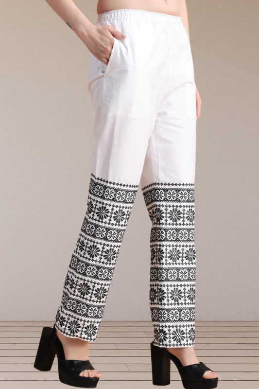 Detailed All Around Cotton Pants