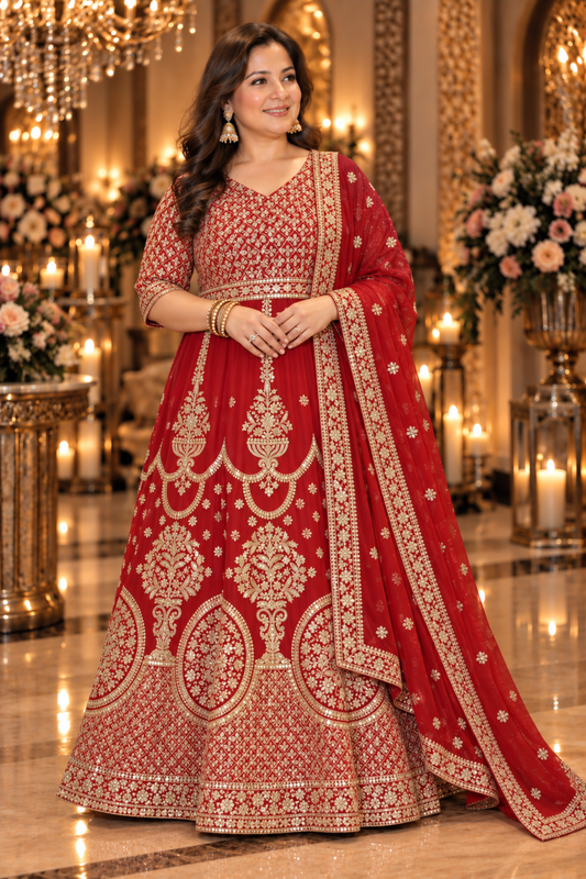 Deveshi Zari Embroidered Georgette Dress