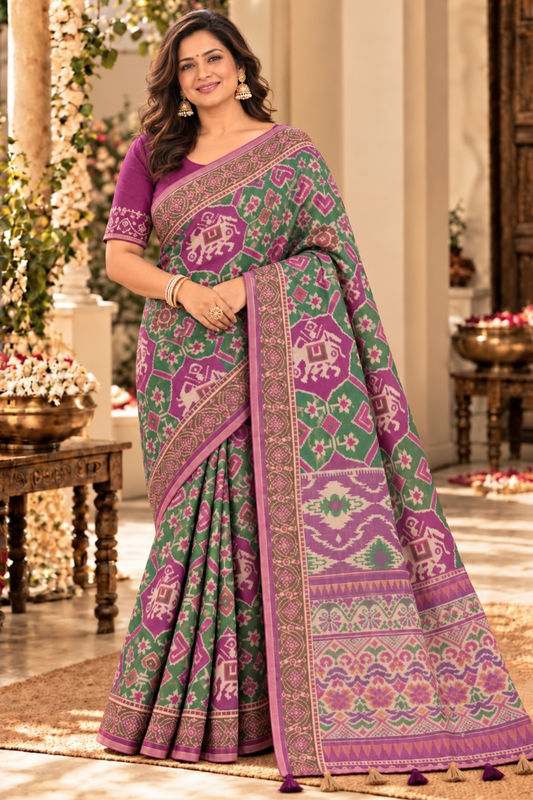 Devika Printed Saree With 1.5 Mtr Blouse Piece