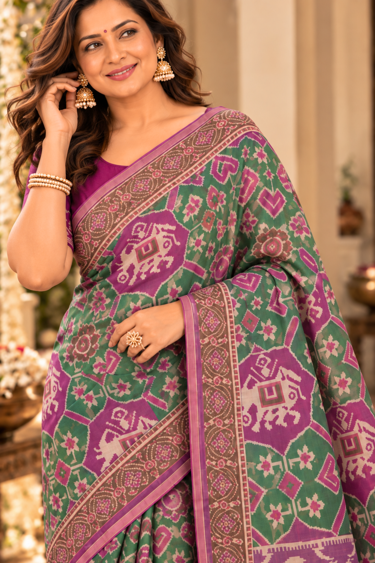 Devika Printed Saree With 1.5 Mtr Blouse Piece