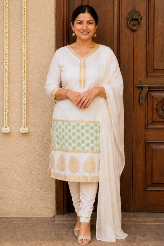 Dewdrop Ivory Churidar Suit Set