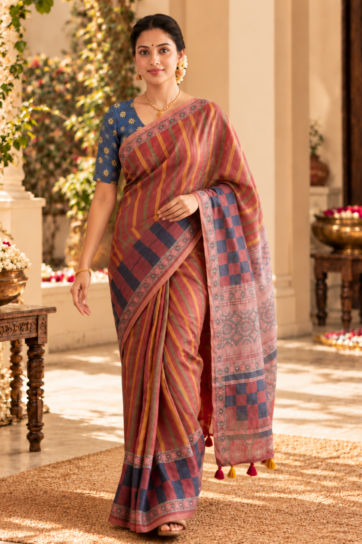 Nandini Printed Saree With 1.5 Mtr Blouse