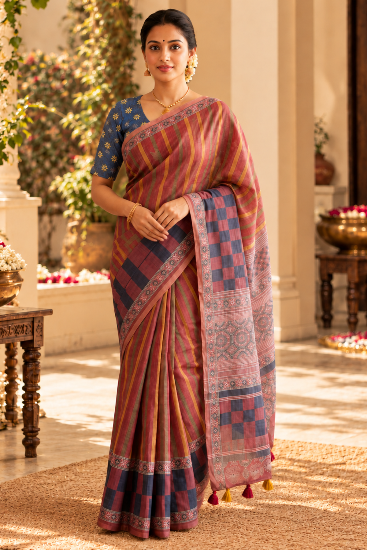 Nandini Printed Saree With 1.5 Mtr Blouse