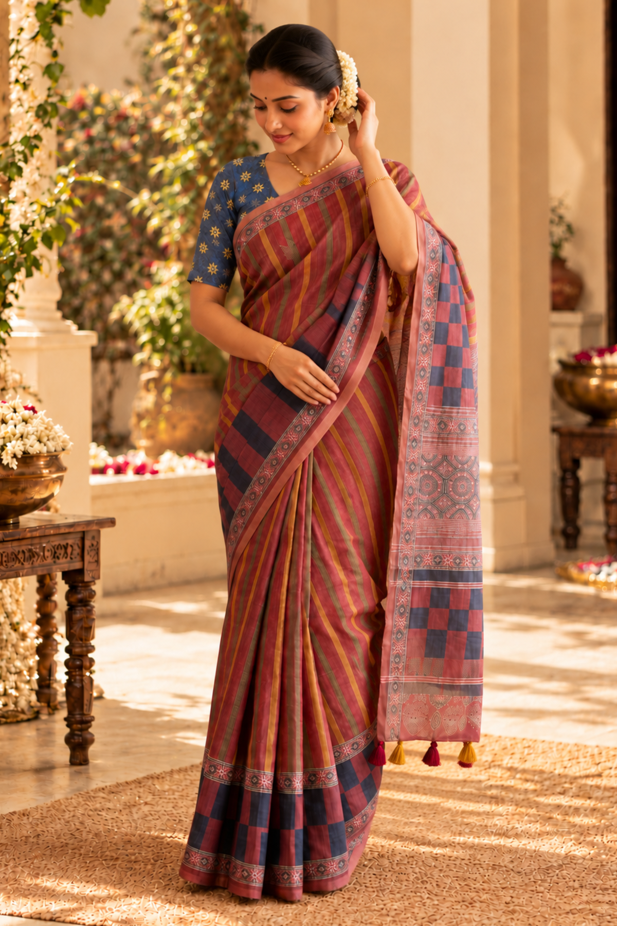 Nandini Printed Saree With 1.5 Mtr Blouse