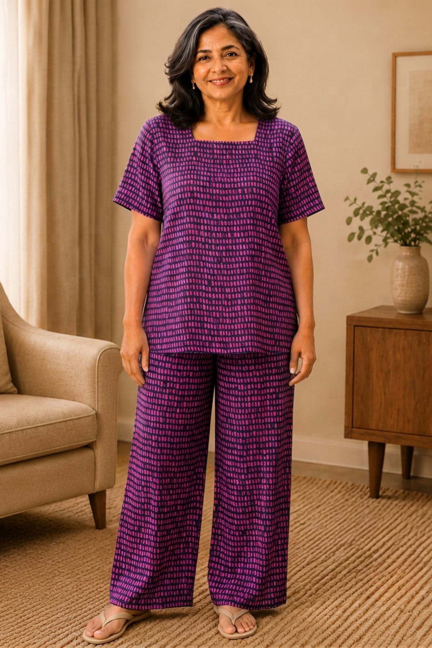 Dreamy Berry Rayon Night Suit